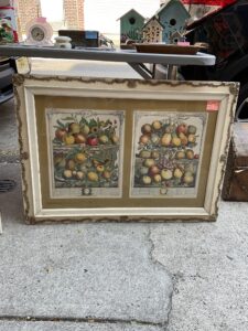 twin framed fruit paintings